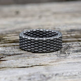 Vintage Diamond Dragon Scale Stainless Steel Ring | Gthic.com