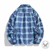 Vintage Distressed Plaid Long Sleeve Shirt Coat | Gthic.com