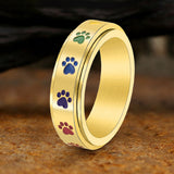 Vintage Dog Paw Print Stainless Steel Spinner Ring