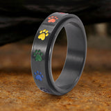 Vintage Dog Paw Print Stainless Steel Spinner Ring
