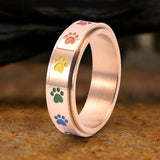 Vintage Dog Paw Print Stainless Steel Spinner Ring