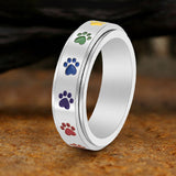Vintage Dog Paw Print Stainless Steel Spinner Ring