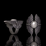 Vintage Double Butterfly Gem Sterling Silver Ring 01 | Gthic.com