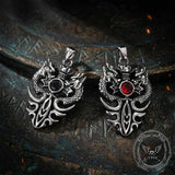Vintage Double Dragon Gem Sword Stainless Steel Pendant | Gthic.com