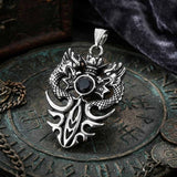 Vintage Double Dragon Gem Sword Stainless Steel Pendant