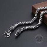Vintage Double Dragon Head Keel Sterling Silver Necklace | Gthic.com