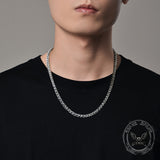 Vintage Double Dragon Head Keel Sterling Silver Necklace