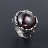 Vintage Double Dragon Playing with Gemstone Stainless Steel Ring