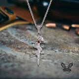 Vintage Dragon Entwined Cross Zircon Copper Pendant