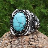 Vintage Eagle Turquoise Stainless Steel Animal Ring | Gthic.com