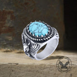 Vintage Eagle Turquoise Stainless Steel Animal Ring