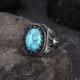 Vintage Eagle Turquoise Stainless Steel Animal Ring