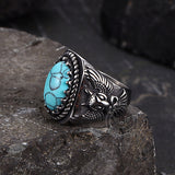 Vintage Eagle Turquoise Stainless Steel Animal Ring