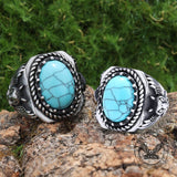 Vintage Eagle Turquoise Stainless Steel Animal Ring