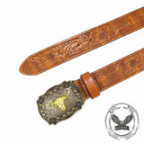 Vintage Embossed Bull Western Cowboy PU Leather Belt
