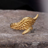 Vintage Feather Guardian Wings Stainless Steel Ring
