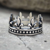 Vintage Fleur-De-Lis Crown Sterling Silver Ring