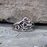 Vintage Fruit Branch Zircon Sterling Silver Ring