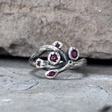 Vintage Fruit Branch Zircon Sterling Silver Ring