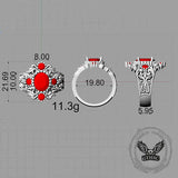 Vintage Gem-Set Hollow Sterling Silver Gothic Ring