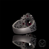 Vintage Gem-Set Hollow Sterling Silver Gothic Ring