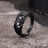 Vintage Gem-set Owl Stainless Steel Ring