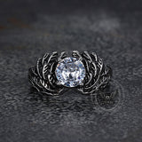 Vintage Gem-Set Wing Design Stainless Steel Ring