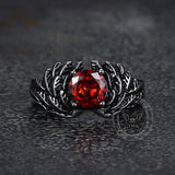 Vintage Gem-Set Wing Design Stainless Steel Ring