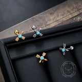Vintage Gem Cross Arrow Stainless Steel Stud Earrings | Gthic.com