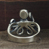 Vintage Gem Eye Octopus Tentacle Sterling Silver Marine Ring