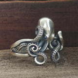 Vintage Gem Eye Octopus Tentacle Sterling Silver Marine Ring | Gthic.com