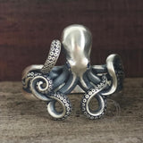 Vintage Gem Eye Octopus Tentacle Sterling Silver Marine Ring