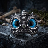 Vintage Gem Lion Dance Stainless Steel Ring