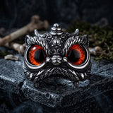 Vintage Gem Lion Dance Stainless Steel Ring