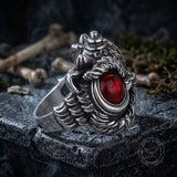 Vintage Gem Lion Dance Stainless Steel Ring