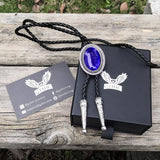 Vintage Gemstone Braided Leather Bolo Tie