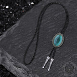 Vintage Gemstone Braided Leather Bolo Tie