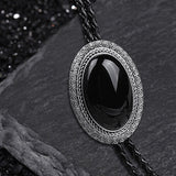 Vintage Gemstone Braided Leather Bolo Tie