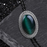 Vintage Gemstone Braided Leather Bolo Tie | Gthic.com