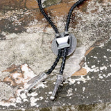 Vintage Gemstone Braided Leather Bolo Tie