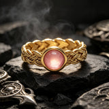 Vintage Gemstone Woven Stainless Steel Ring