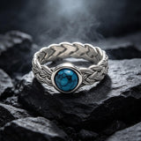 Vintage Gemstone Woven Stainless Steel Ring | Gthic.com