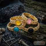 Vintage Gemstone Woven Stainless Steel Ring | Gthic.com