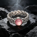 Vintage Gemstone Woven Stainless Steel Ring