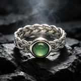Vintage Gemstone Woven Stainless Steel Ring