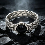 Vintage Gemstone Woven Stainless Steel Ring