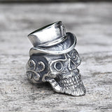Vintage Gentleman Skull Stainless Steel Ring | Gthic.com