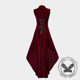 Vintage Gold Velvet Back Lace-Up Sleeveless Dress