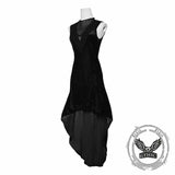 Vintage Gold Velvet Back Lace-Up Sleeveless Dress