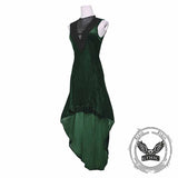 Vintage Gold Velvet Back Lace-Up Sleeveless Dress